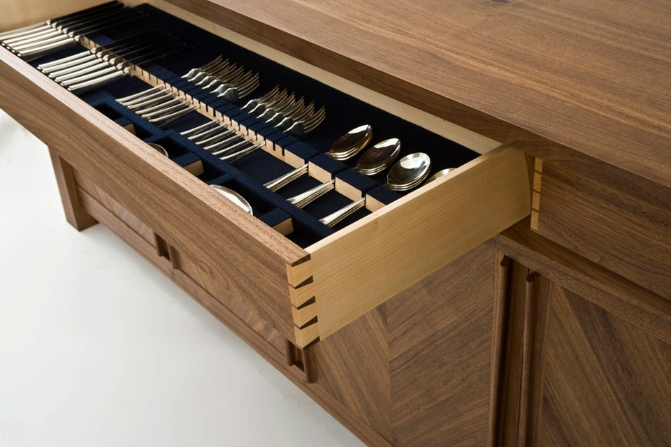 Walnut Sideboard - cutlery drawer
