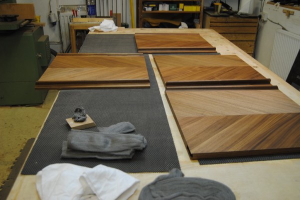 Door panels getting another coat of osmo oil