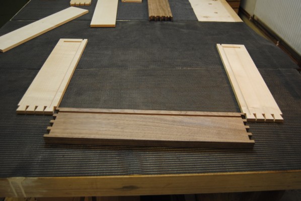 Cut dovetails laid out ready for glueing