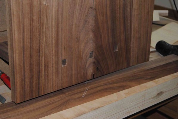 Fitting mortises on to tenons