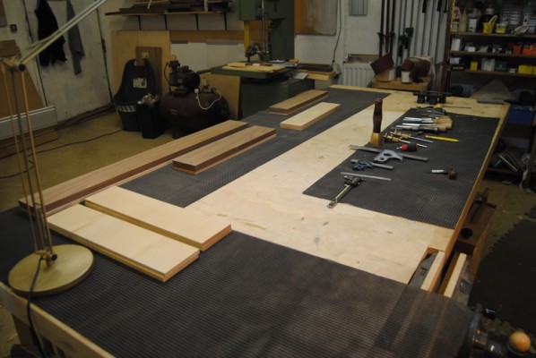 Fronts, sides and back ready for marking out and cutting dovetails