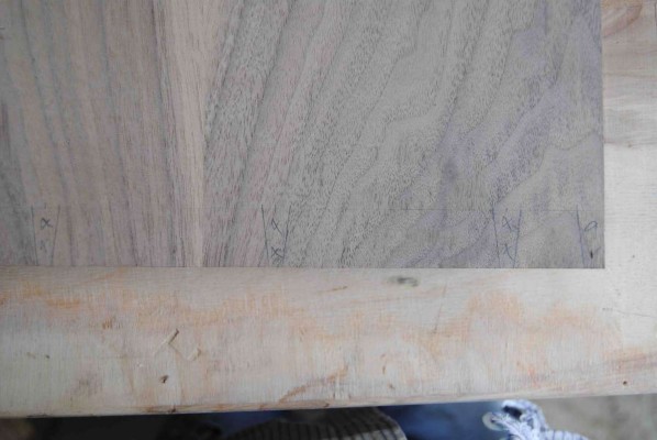 Lap dovetails marked out