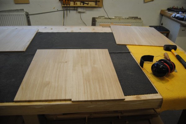 Prepping the Oak drawer bottoms