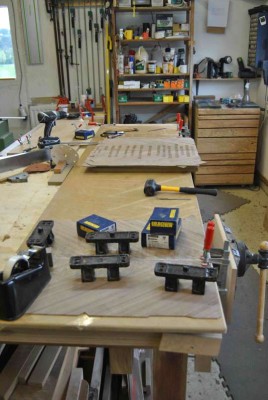 Quarter panels jointed then glued together to make a panel face