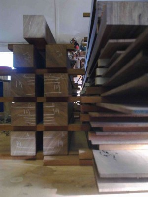 Sideboard carcass components cut and labelled