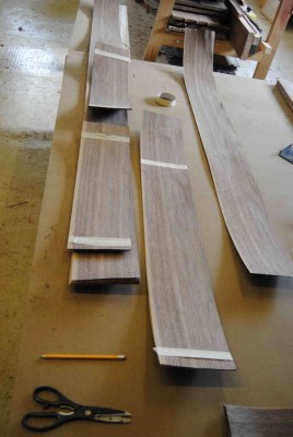 Veneers cut and prepped into packs