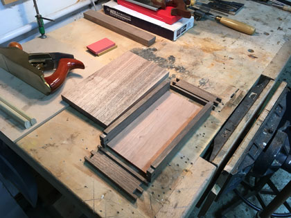 professional long-term furniture making course tools and work pieces on workbench