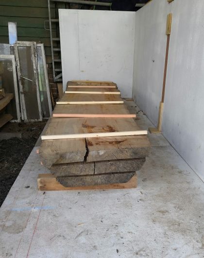 stacking kiln with beech boards